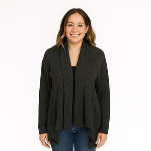 Willow & Thread Sweater Grey Asymmetrical Knit Oversized Drape Pullover Women